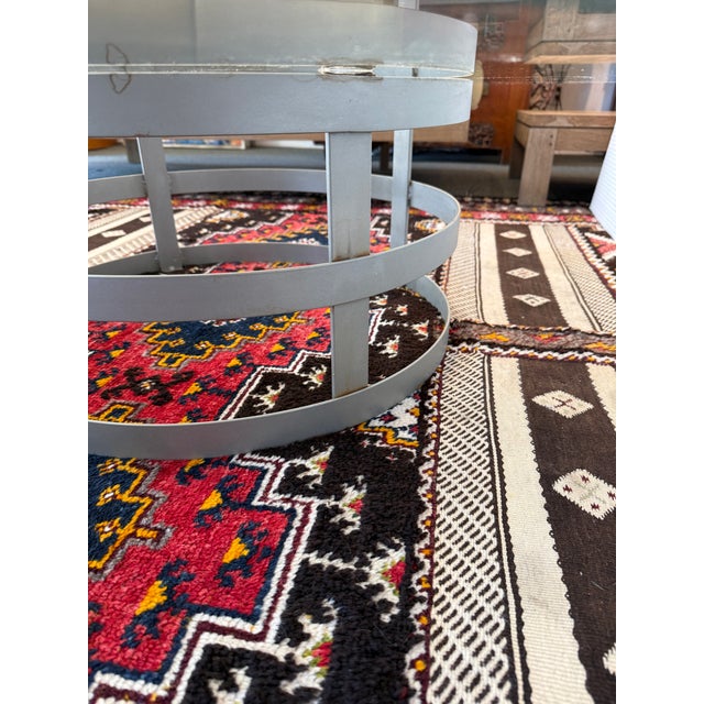 Silver Steel Drum Pedestal Coffee Table For Sale - Image 8 of 12