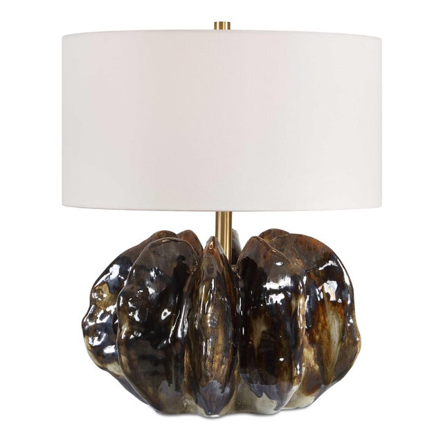 Metal Jaudon Brown Glass Table Lamp For Sale - Image 7 of 7