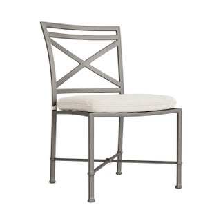 Brown Jordan Venetian Side Chair, Mica frame with Fusion Natural fabric For Sale