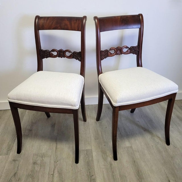 Pair of English Regency Mahogany Swan Back Side Chairs, Circa 1820 For Sale - Image 9 of 9