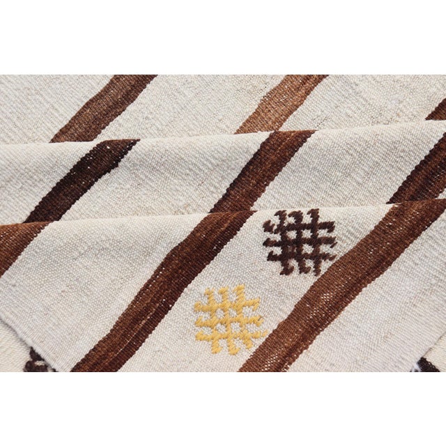 Vintage Turkish Kilim in Wool With Geometric Striped Panel Design 14'8" X18'6" For Sale - Image 12 of 13