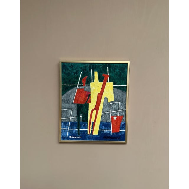 Original vintage swedish oil on canvas – “abstract composition” by m. Hulander – signed – vintage & framed – 58 × 49 cm...