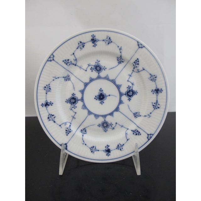 Vintage Royal Copenhagen, plain blue, fluted dessert plate 1/180 set of 2. Each measures 6 3/4". Both are in excellent...