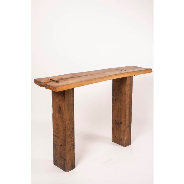 Brutalist Brutalist Wood Console Table, 1970 For Sale - Image 3 of 15