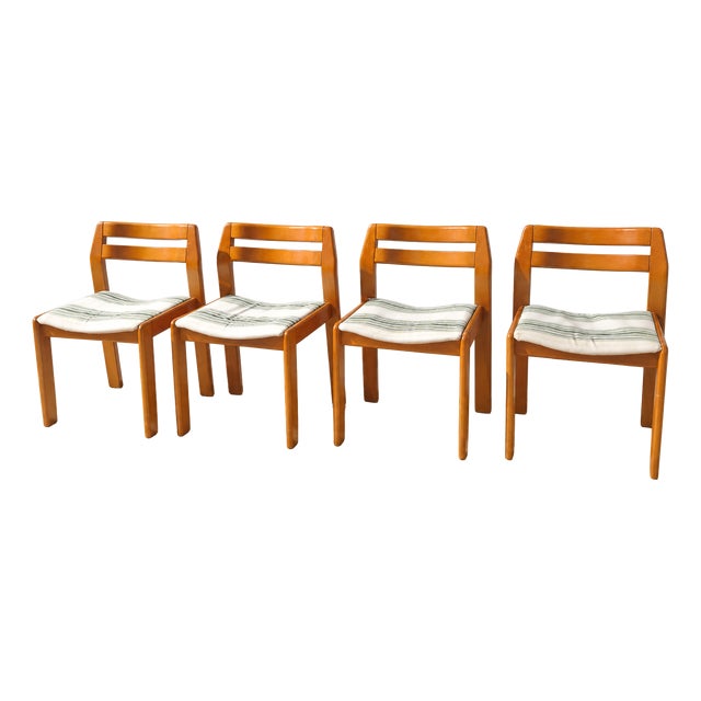 Mid-Century Walnut Chairs, 1970s, Set of 4 For Sale