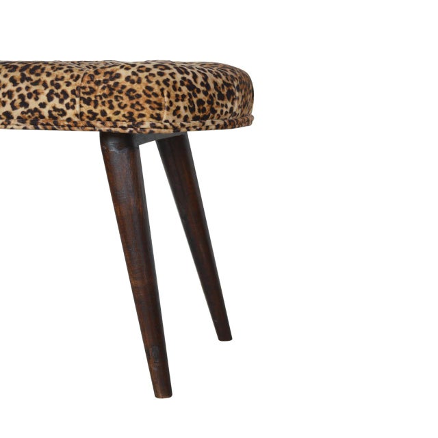 2020s Animal Print Velvet Bench With Deep Button Seat For Sale - Image 5 of 7