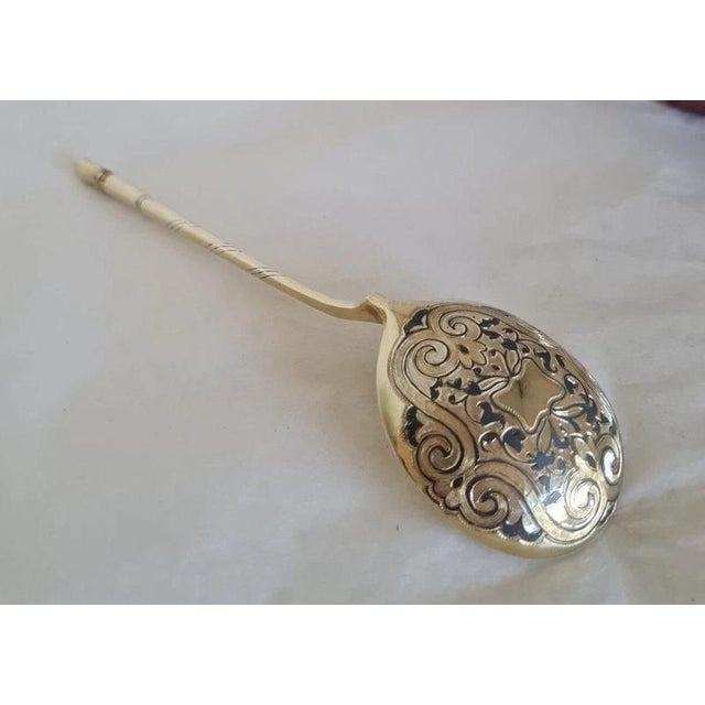 Antique Russian Silver-Gilt Niello Spoon, 1865 For Sale - Image 3 of 9
