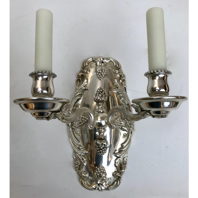 Pair Silvered Bronze Grape Pattern Sconces by E. F. Caldwell For Sale - Image 12 of 12