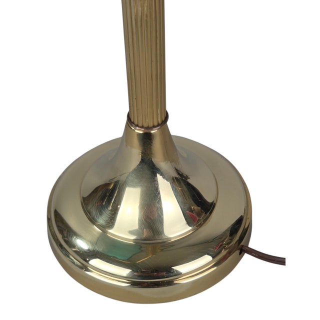 1970s Mid-Century Modern Art Deco Brass and Teal Glass Banker's Desk Lamp For Sale - Image 12 of 18