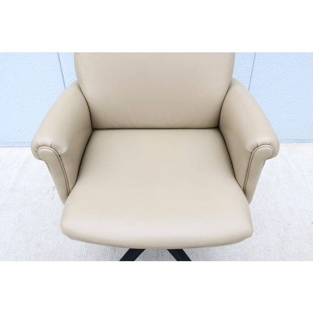 Classic Cabot Wrenn Caesar High Back Regency Taupe Leather Swivel Desk Chair For Sale - Image 12 of 18