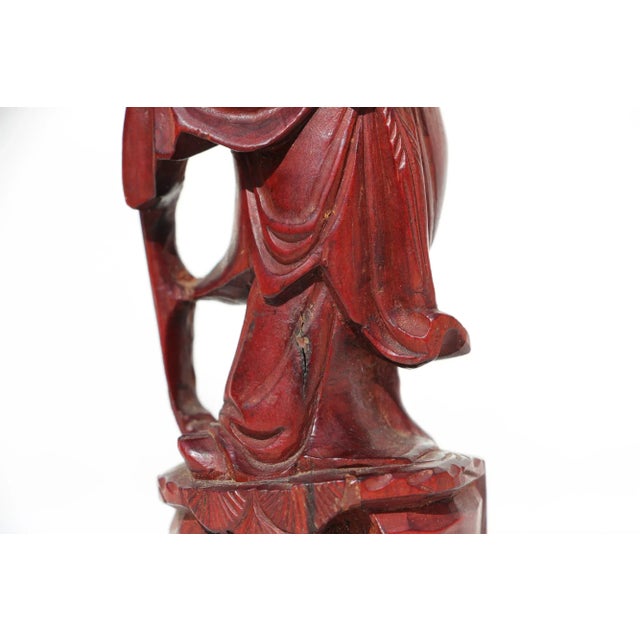 Wood 1950s Carved Wood Chinese Woman Figurine For Sale - Image 7 of 13