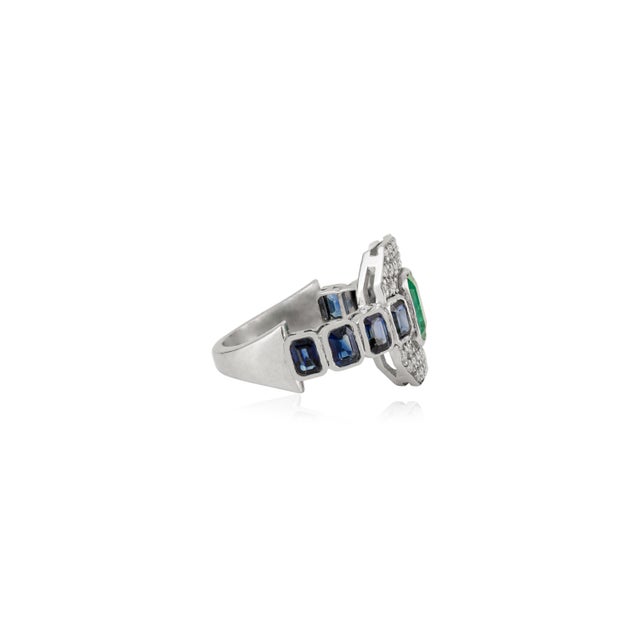 Not Yet Made - Made To Order 14k Gold Step Cut East West Accent Gem Art Deco Statement Ring Size 6.5 For Sale - Image 5 of 14