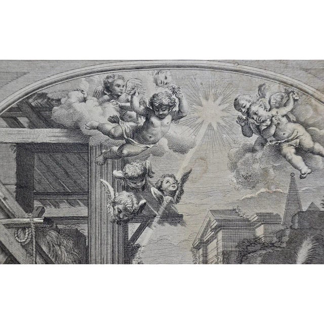 This is a very rare early 18th century old master religious themed engraving entitled "Les Mages...Trouverent l'Enfant...