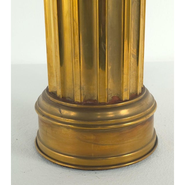 Metal Pair of Antique English Brass Oil Lamps, Now Electrified For Sale - Image 7 of 8