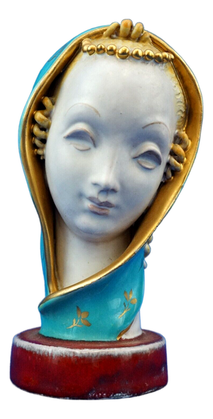 Majolica Ceramic Bust Sculpture of Madonna by Eugenio Pattarino, Italy, 1920s-1940s