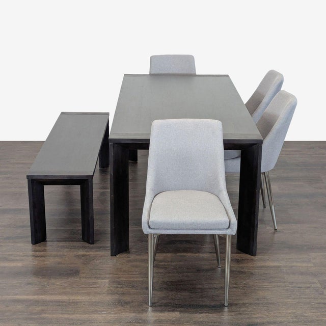 Modern Living Spaces 6-Piece Dining Set With Table, 4 Chairs, and Bench For Sale - Image 3 of 8