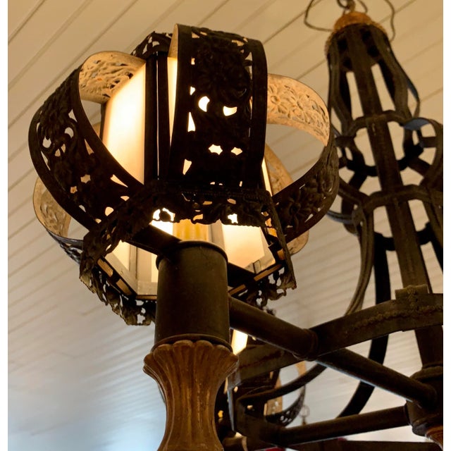 Wrought Iron Chandelier For Sale - Image 4 of 5