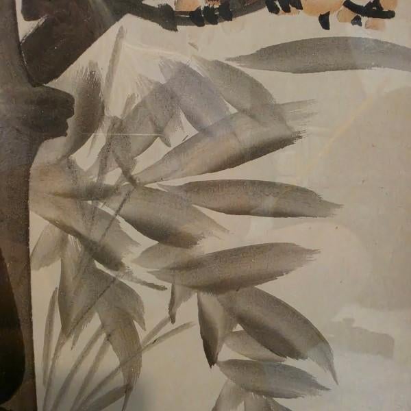Mid-Century Chinese Faux Bamboo Framed Art Panels - Pair - Hand-Painted Koi & Bamboo Chinoiserie Watercolor Panels For Sale - Image 11 of 13