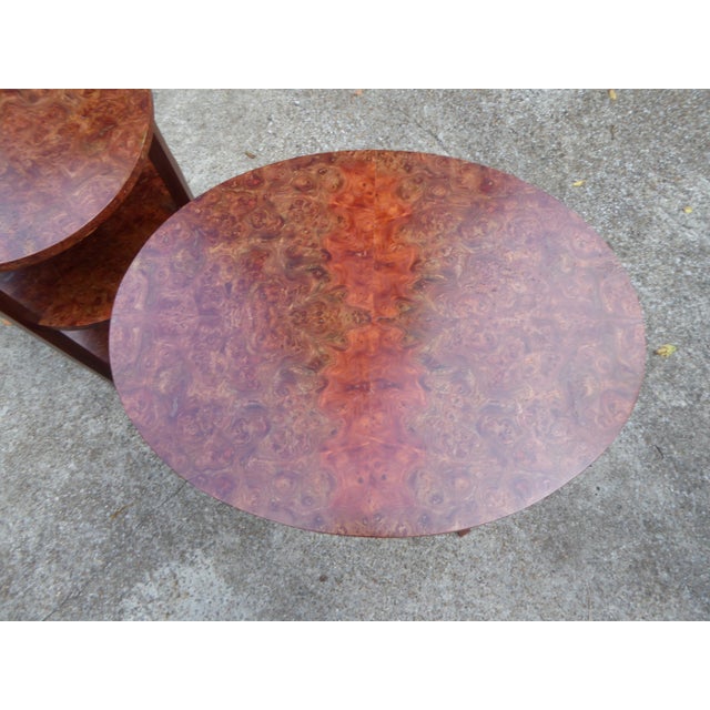 Exquisite Oval Burl Side Tables - Set of 2 Rare Matching Side Tables For Sale - Image 4 of 4