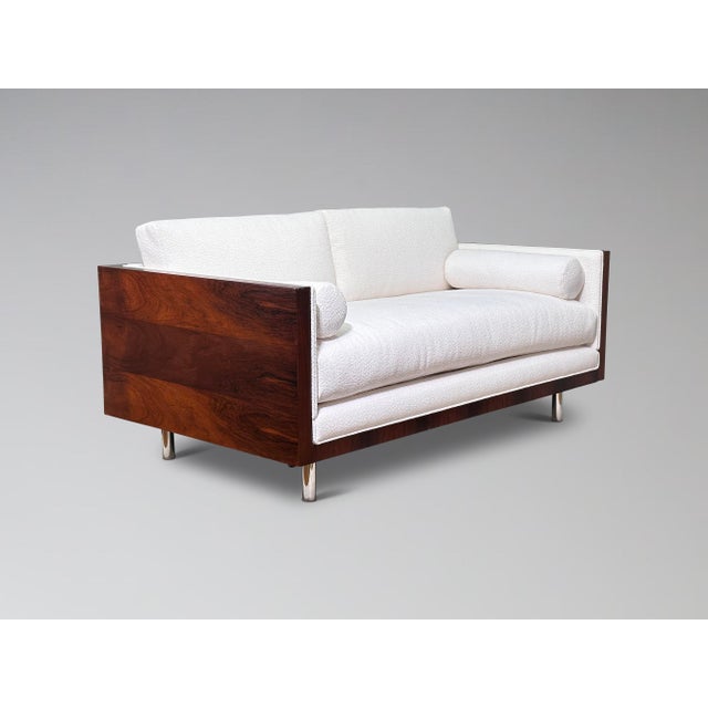 Mid-Century Modern Restored Vintage Rosewood Case Sofa Loveseat Attr. Milo Baughman For Sale - Image 3 of 12