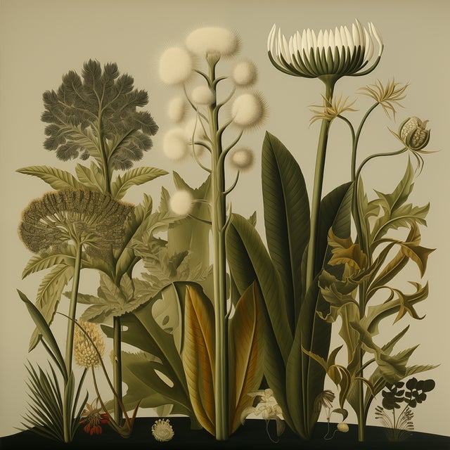 This fine art print reproduces a beautifully detailed 19th-century botanical illustration depicting an elegant arrangement...