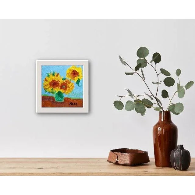 Contemporary Sunflowers Expressionist Study in Oil For Sale - Image 3 of 8