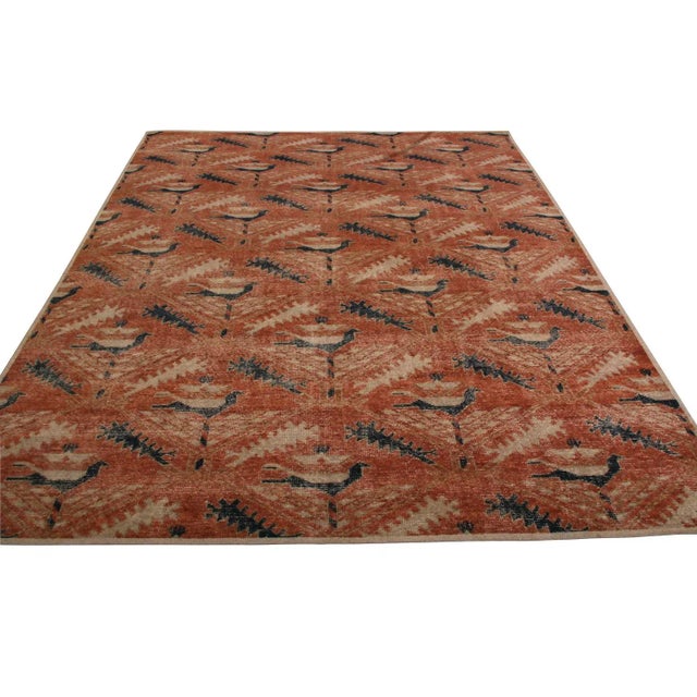 Tribal Rug & Kilim’s Oversized Distressed Ave Rug in Rust and Navy, 13x19 For Sale - Image 3 of 6