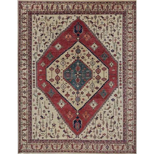 Handwoven Red/Beige Serapi Style Rug 8'7" X 11'1" For Sale