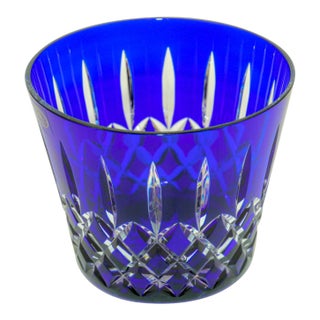 Cobalt Blue Crystal Ice Bucket Ajka Arabella Barware 1960 For Sale
