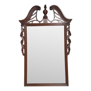 Mid 20th Century Georgian Style Carved Mahogany Framed Beveled Mirror For Sale