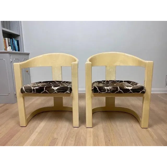 1980s Vintage Karl Springer Onassis Goatskin Chairs - Set of 4 For Sale - Image 5 of 11