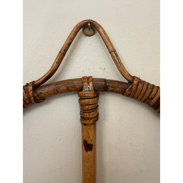 Vintage Boho Chic Bamboo & Rattan Round Wall Pocket For Sale - Image 11 of 12