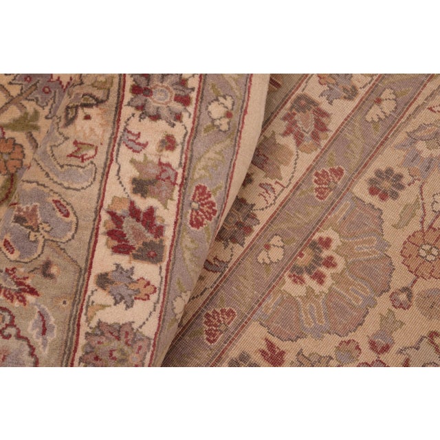 Textile Boho Chic 1990's Floral Tabriz Pak-Persian Beige/Green Wool Rug - 8'1'' X 10'2'' For Sale - Image 7 of 9