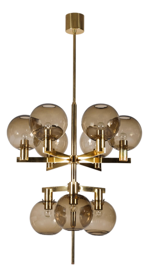 Brass Model 348/9 Chandeliers by Hans-Agne Jakobsson, 1960s, Set of 2