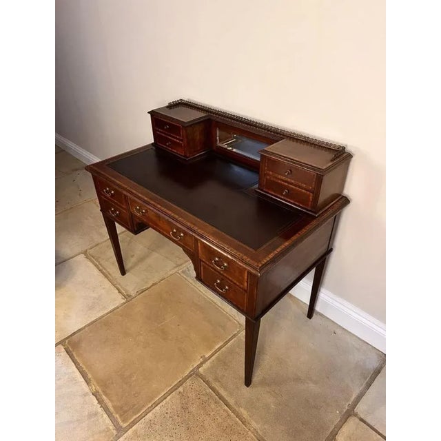 Antique Edwardian Mahogany Inlaid Writing Desk, 1900 For Sale - Image 3 of 10