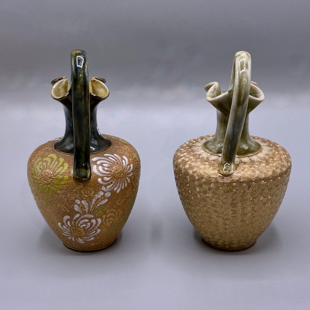 Antique Art Nouveau Stoneware Vases from Royal Doulton Lambeth, 1890s, Set of 2 For Sale - Image 15 of 18