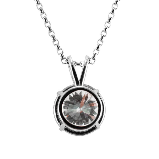Unisex 14k White Gold Gia 2.28ct K Vvs2 Round Diamond Solitaire Pendant Necklace For Sale - Image 4 of 8