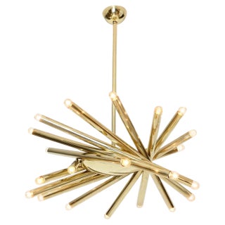 24 Light Brass Chandelier from Stilnovo, 1960s For Sale