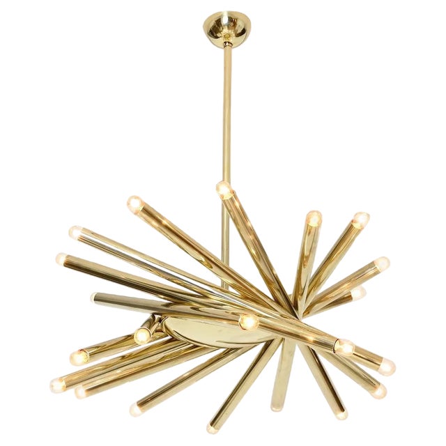 24 Light Brass Chandelier from Stilnovo, 1960s For Sale
