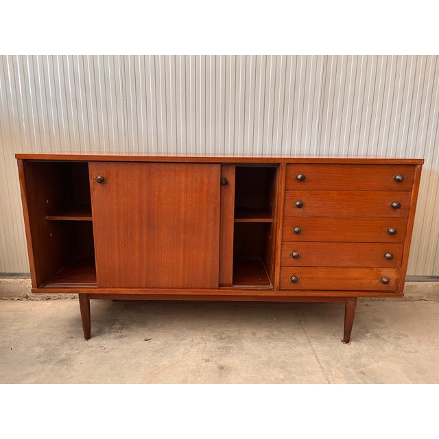 Brown Vintage Sideboard in Teak, 1950 For Sale - Image 8 of 18
