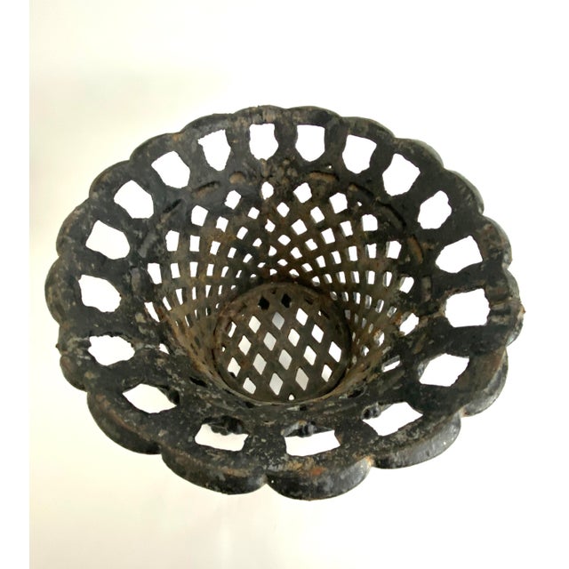Early 20th Century Cast Iron Open Lattice Urn Planter For Sale - Image 5 of 7