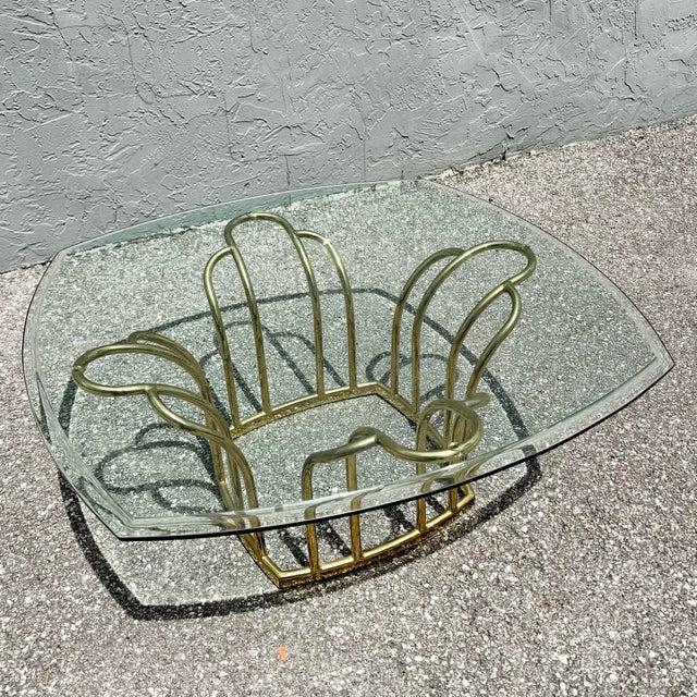 Art Deco Gold Glass Top Coffee Table For Sale In West Palm - Image 6 of 7