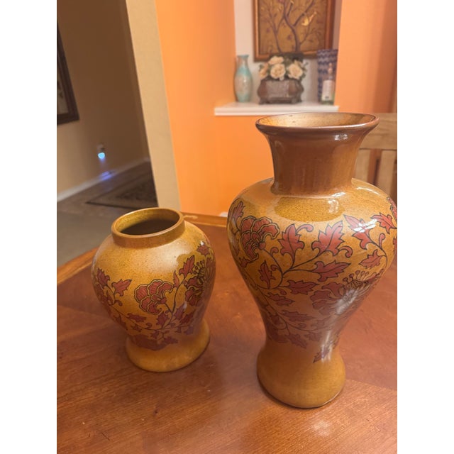 1990s Art Stoneware Urn/ Vases 16” & 10”Tall For Sale - Image 10 of 10