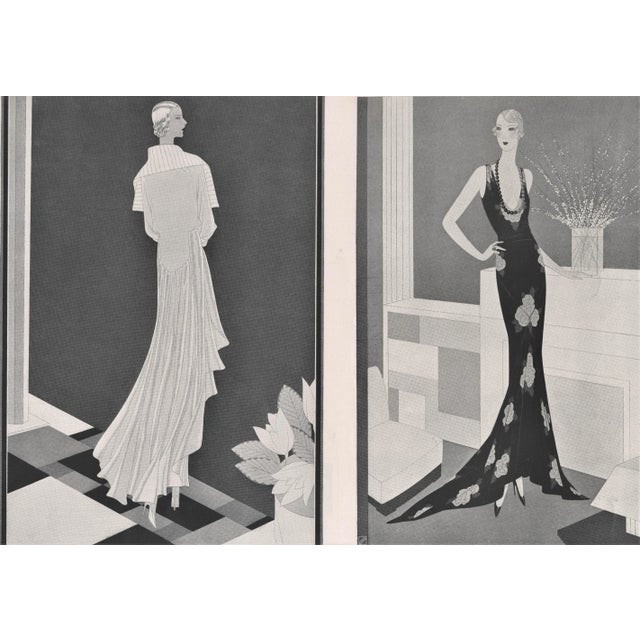 1930 Pair- Art Deco Fashion Prints, Matted For Sale - Image 4 of 4