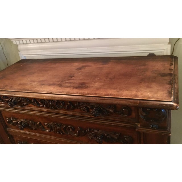 Wood European Walnut Carved Chest of Drawers For Sale - Image 7 of 10