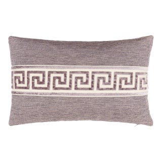 Scalamandre 22" x 14" Greek Key Lumbar Pillow in Antique Heather For Sale