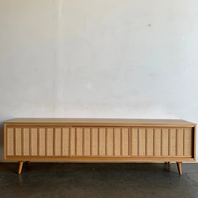 White Oak and Cane Credenza Three Panels For Sale - Image 11 of 17