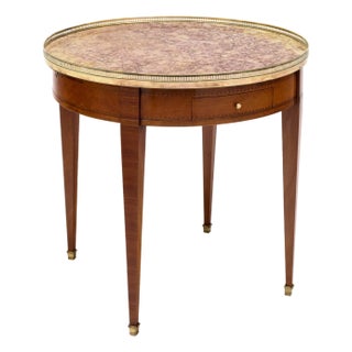 French Louis XVI Bouillotte Side Table, Rosewood, Violet Brocatelle Marble, 1920s For Sale