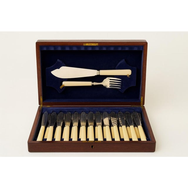 Antique Fish Cutlery Set in Original Case by Finnigans, 1890s For Sale - Image 5 of 6