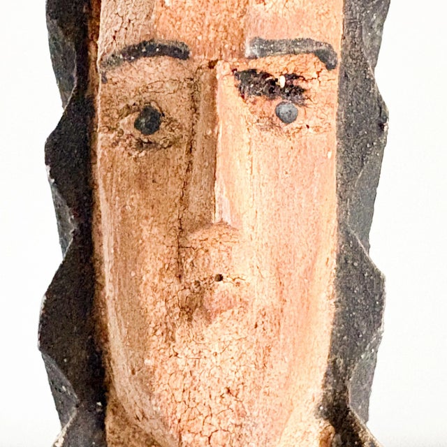 Early 20th Century Wood Saint Figurine, Antique Wood Carved Saint Figurine For Sale - Image 4 of 12